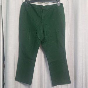 New York & Company Stretch Green and Black Patterned Pants Size 14